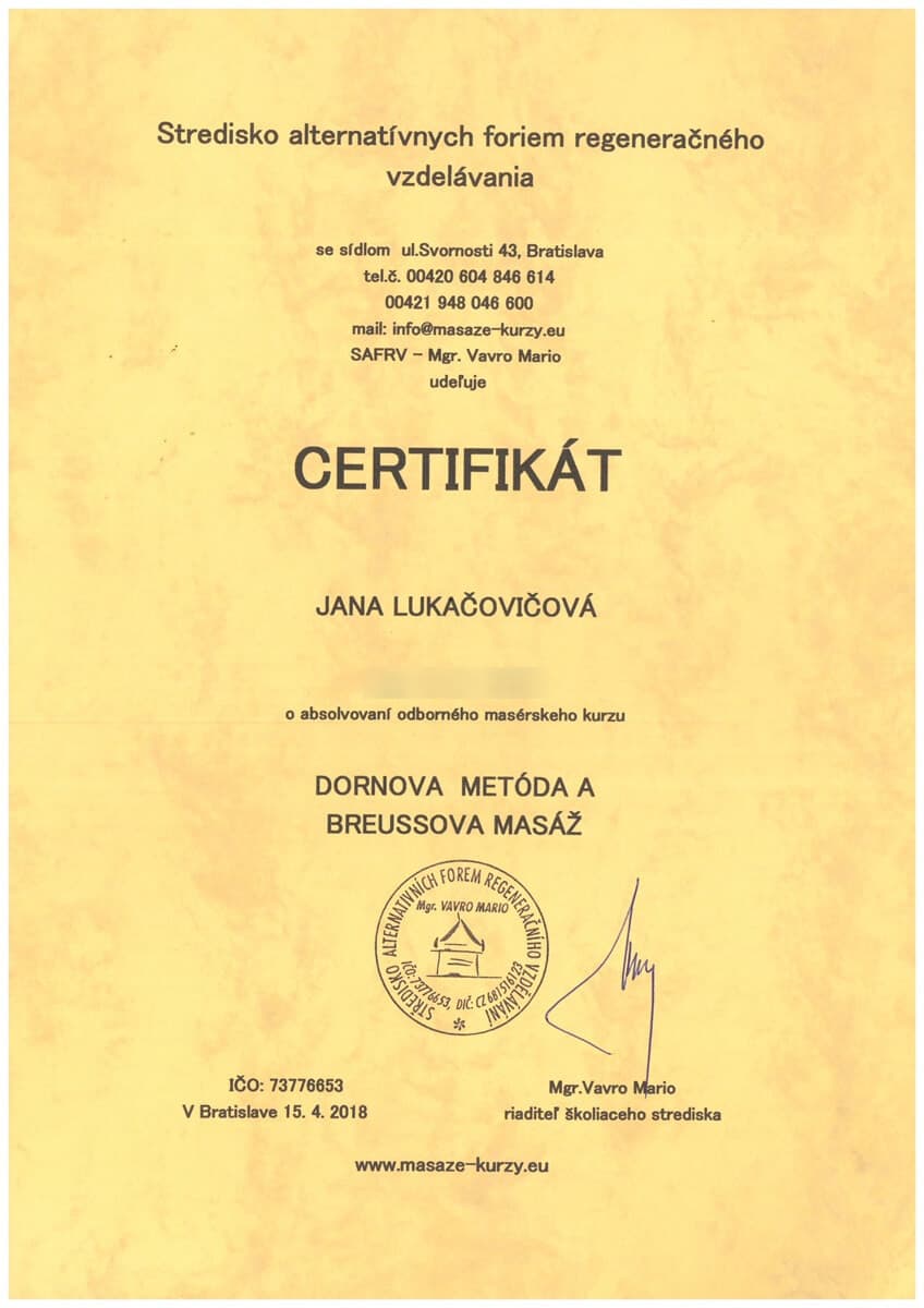 Dornova metóda a Breussova masáž