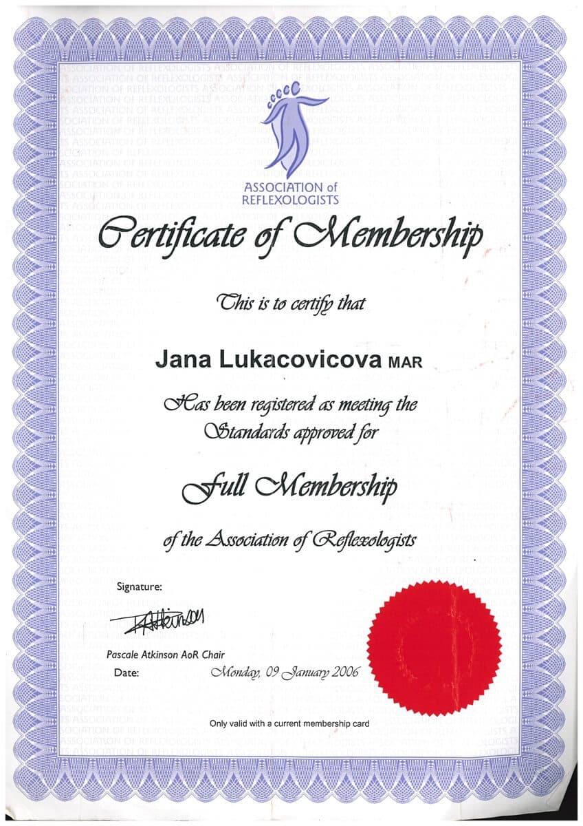 Association of Reflexologists — Full Membership