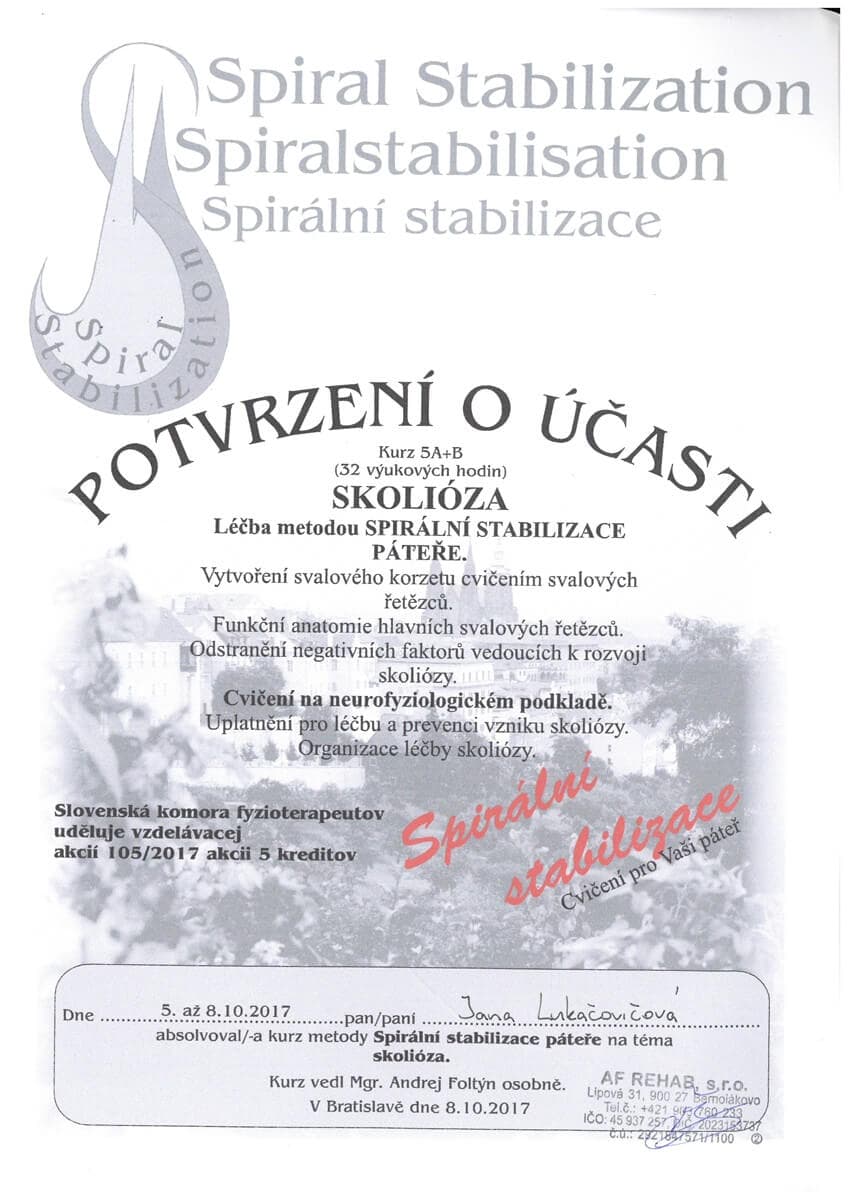 Spirální stabilizace páteře — skolióza